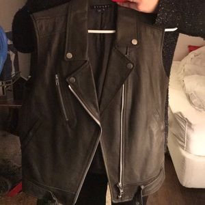 Theory leather biker vest